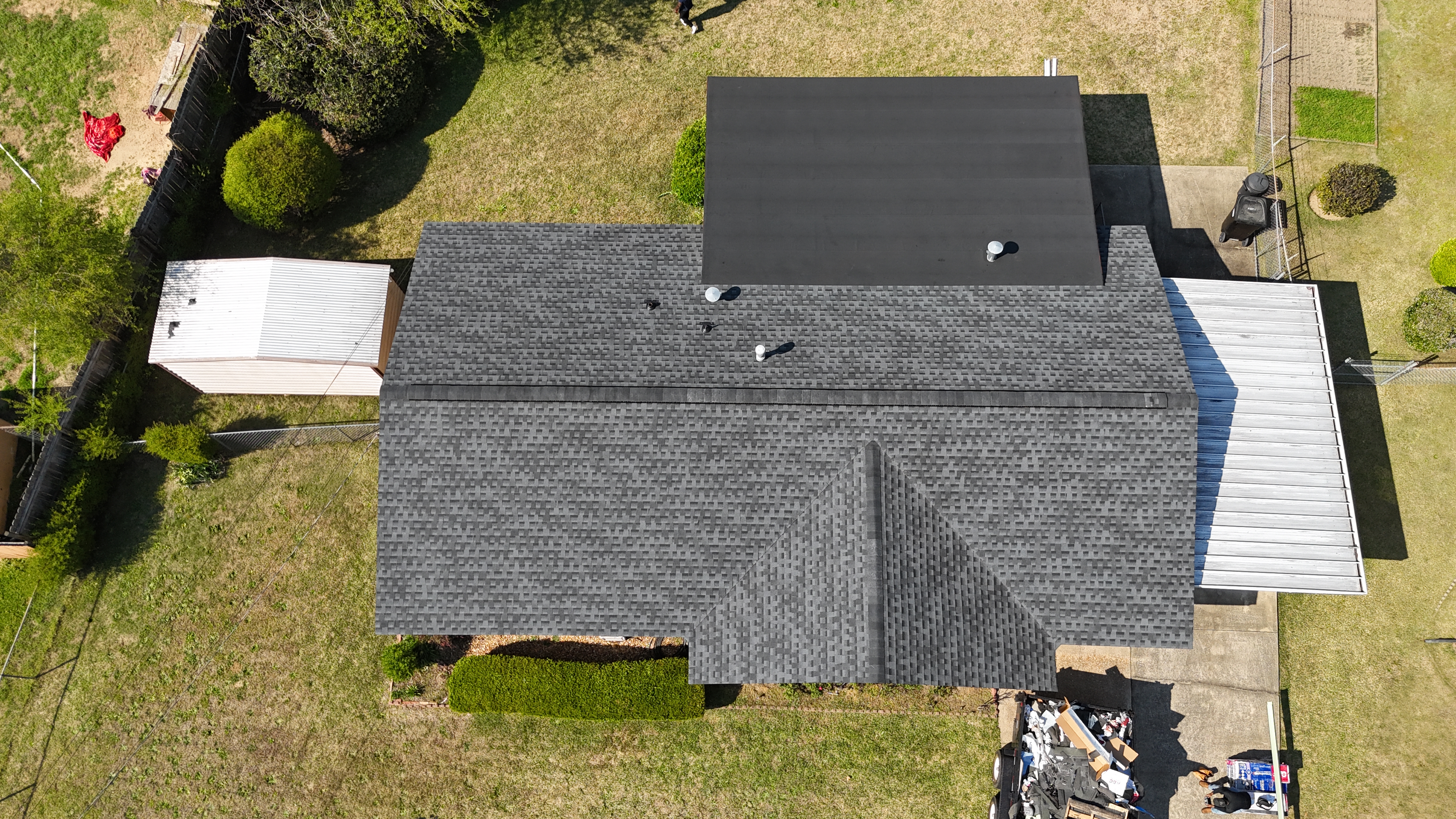 Completed reroof — aerial view